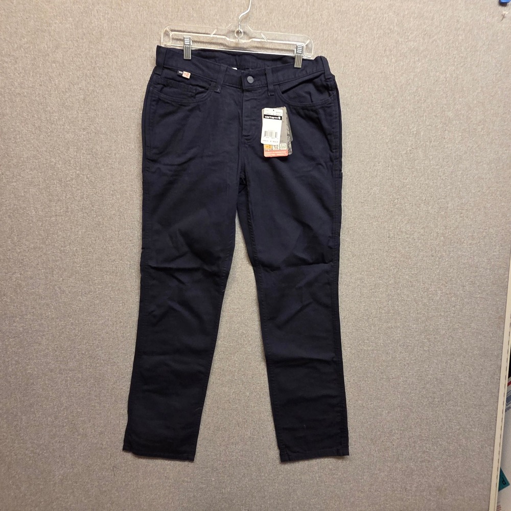 Carhartt Womens FR Rugged Flex Canvas Pant 102689-410 Navy CAT 2 Size 8 Regular